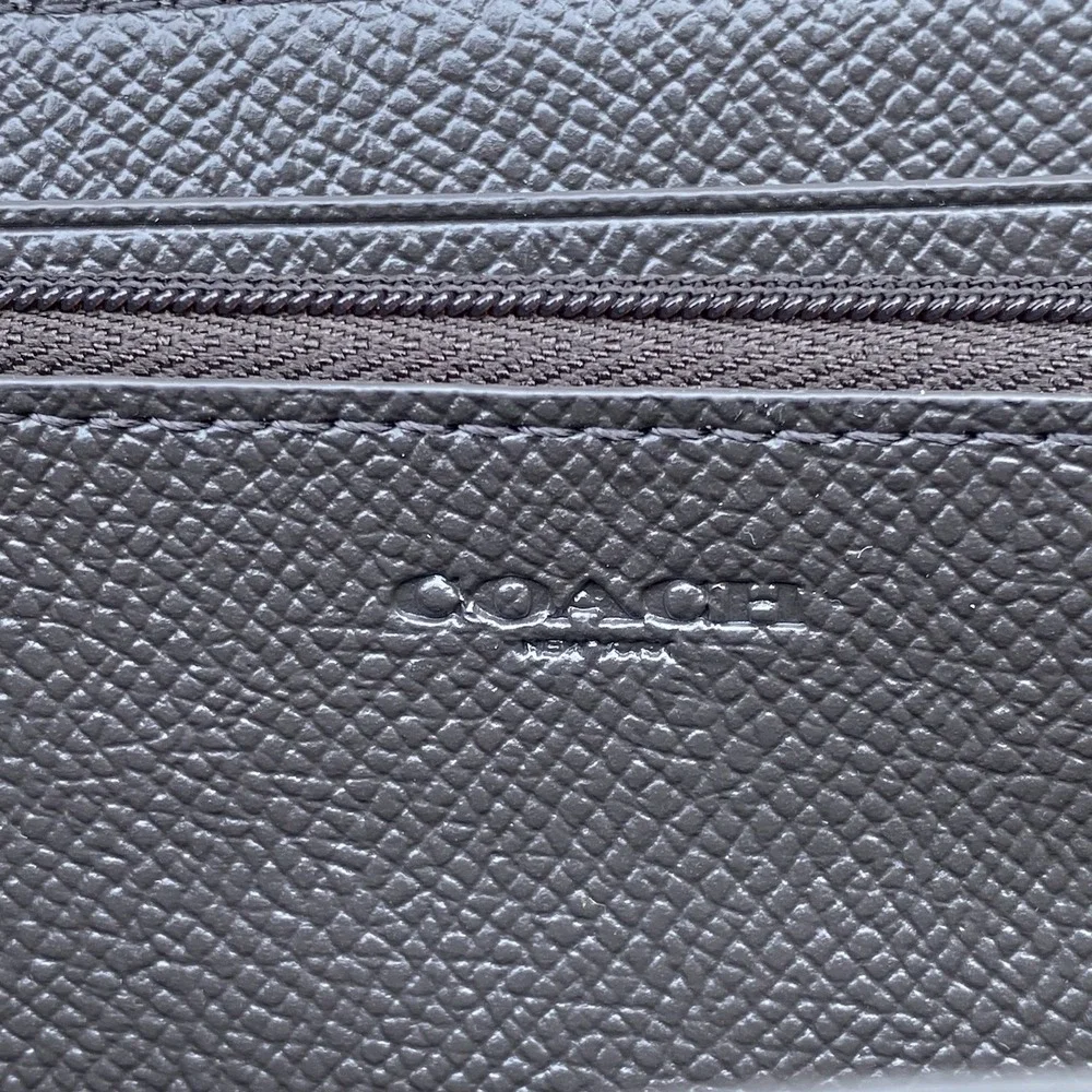 Coach Zip-Around Long Wallet F21068 Metallic Platinum Crossgrain Leather